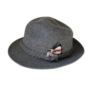 Mallory by Stetson Men's Fedora Hat XL X-Large Wool Gray Braided Band Feather
